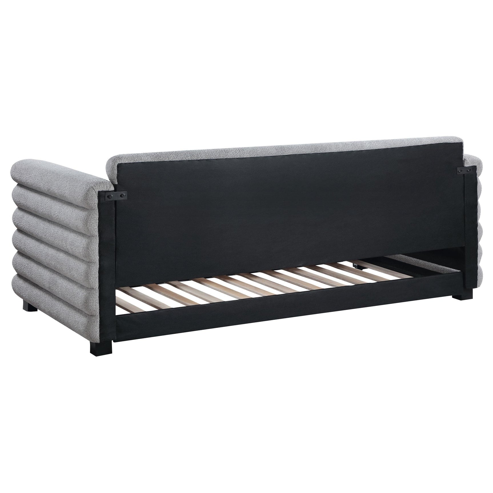Patricia Boucle Upholstered Twin Day Bed with Trundle Grey 300718 - Ella Furniture