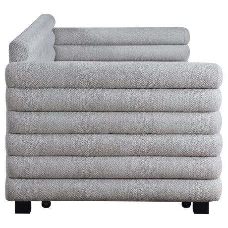 Patricia Boucle Upholstered Twin Day Bed with Trundle Grey 300718 - Ella Furniture
