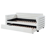 Patricia Boucle Upholstered Twin Day Bed with Trundle White 300716 - Ella Furniture