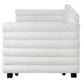 Patricia Boucle Upholstered Twin Day Bed with Trundle White 300716 - Ella Furniture