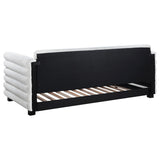 Patricia Boucle Upholstered Twin Day Bed with Trundle White 300716 - Ella Furniture
