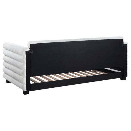 Patricia Boucle Upholstered Twin Day Bed with Trundle White 300716 - Ella Furniture