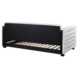 Patricia Boucle Upholstered Twin Day Bed with Trundle White 300716 - Ella Furniture