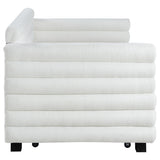 Patricia Boucle Upholstered Twin Day Bed with Trundle White 300716 - Ella Furniture