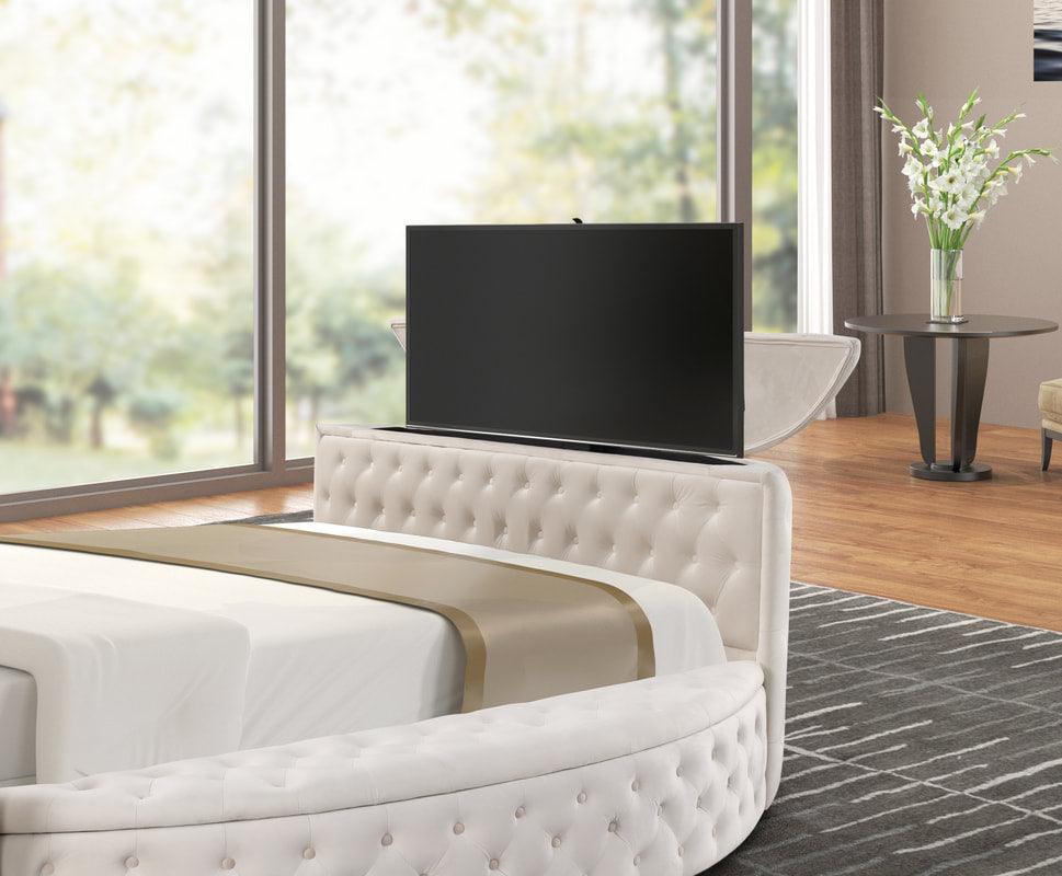 Patron Beige Platform Bed - Queen, King (King) - Ella Furniture
