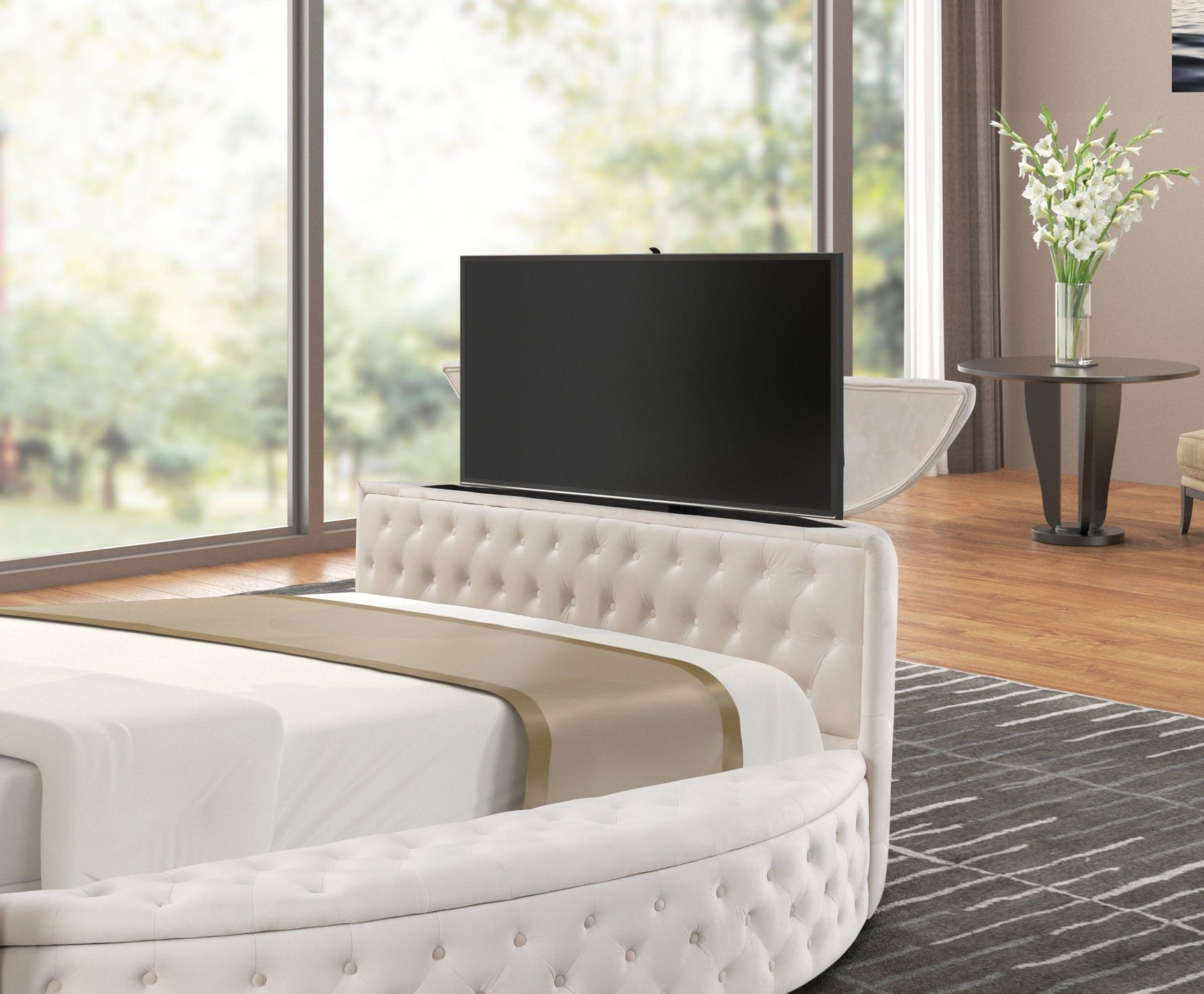 Patron Beige Platform Bed - Queen, King (King) - Ella Furniture