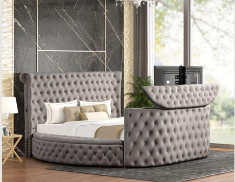 Patron Gray Platform Bed - Queen, King (King) - Ella Furniture