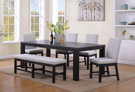 Pelham Black/Gray Modern Solid Wood And Veneers Fabric Upholstered Dining Room Set - Ella Furniture