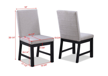 Pelham Black/Gray Modern Solid Wood And Veneers Fabric Upholstered Dining Room Set - Ella Furniture