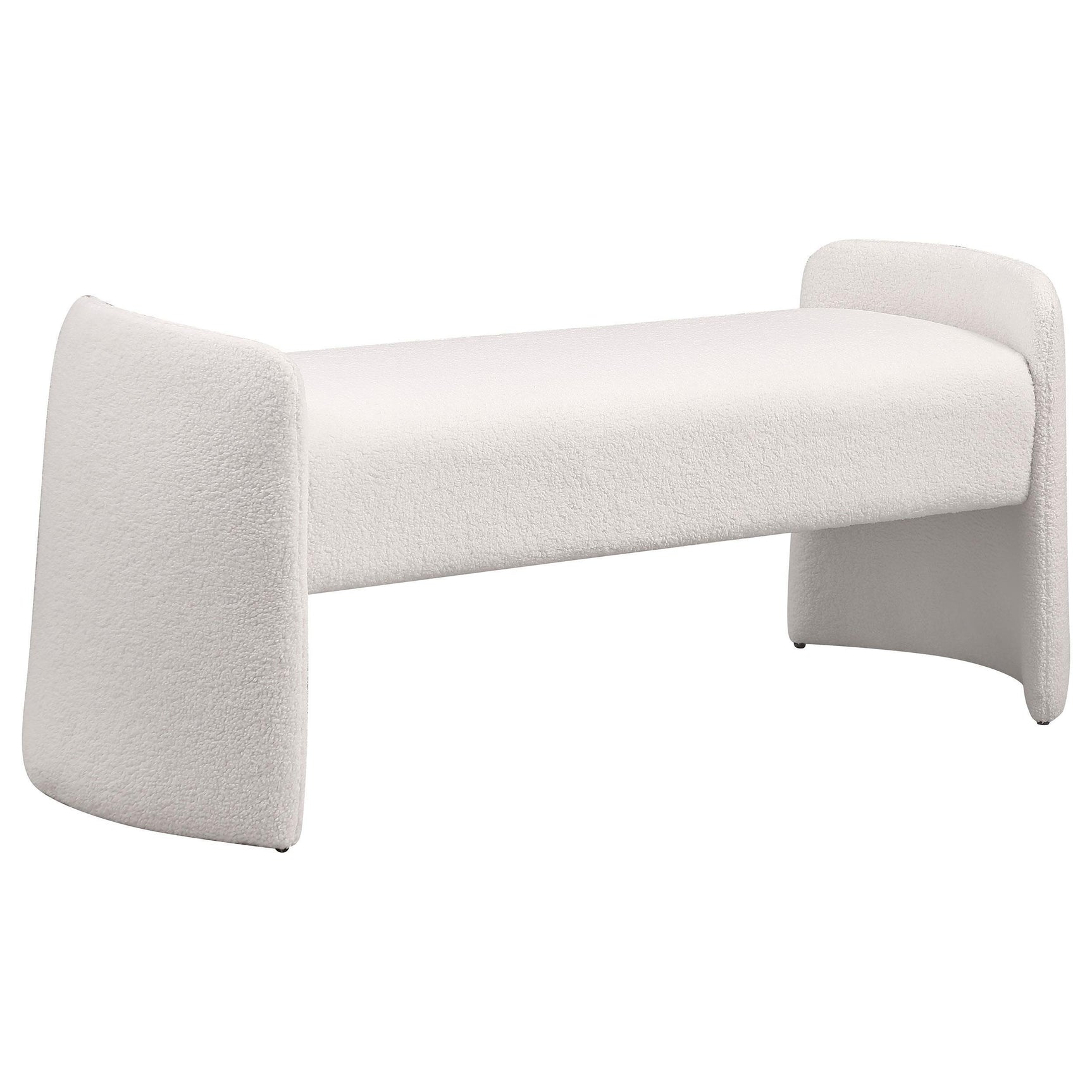 Peoria Velvet Upholstered Accent Bench Ivory 910199 - Ella Furniture