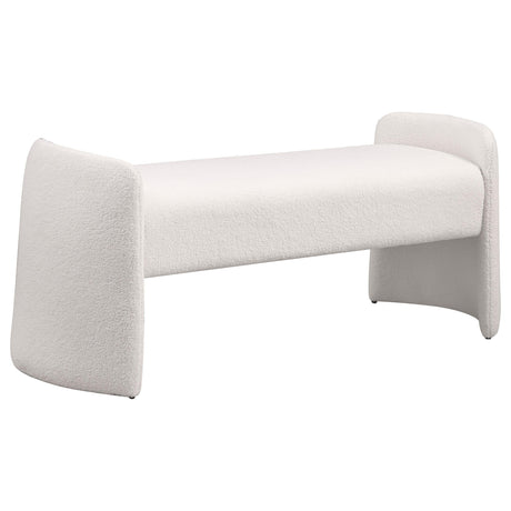 Peoria Velvet Upholstered Accent Bench Ivory 910199 - Ella Furniture