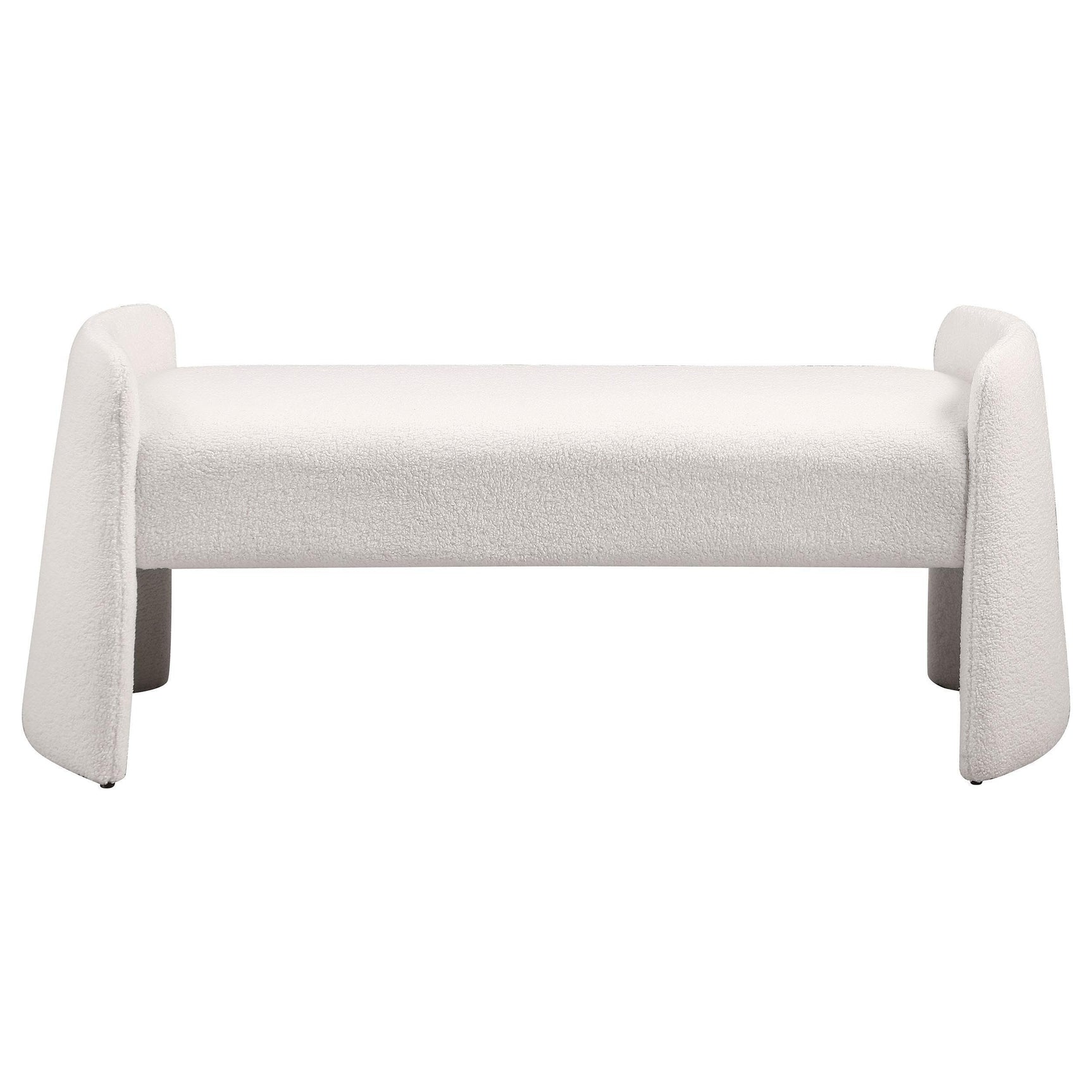Peoria Velvet Upholstered Accent Bench Ivory 910199 - Ella Furniture
