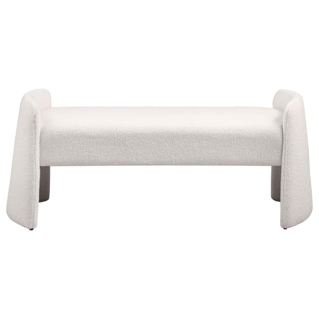 Peoria Velvet Upholstered Accent Bench Ivory 910199 - Ella Furniture
