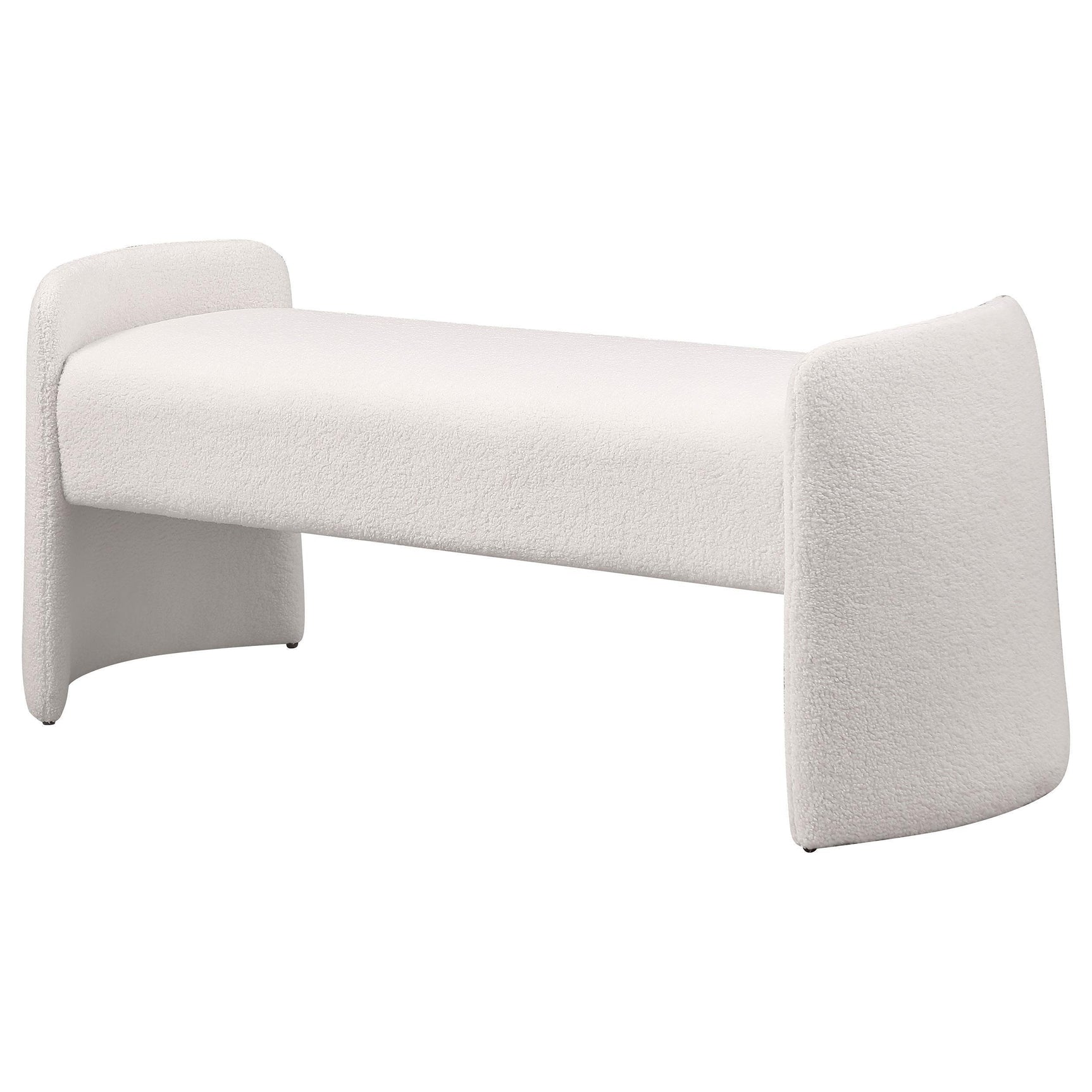 Peoria Velvet Upholstered Accent Bench Ivory 910199 - Ella Furniture