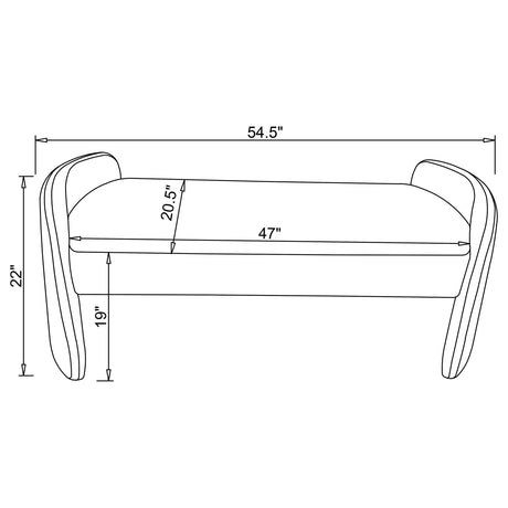 Peoria Velvet Upholstered Accent Bench Ivory 910199 - Ella Furniture