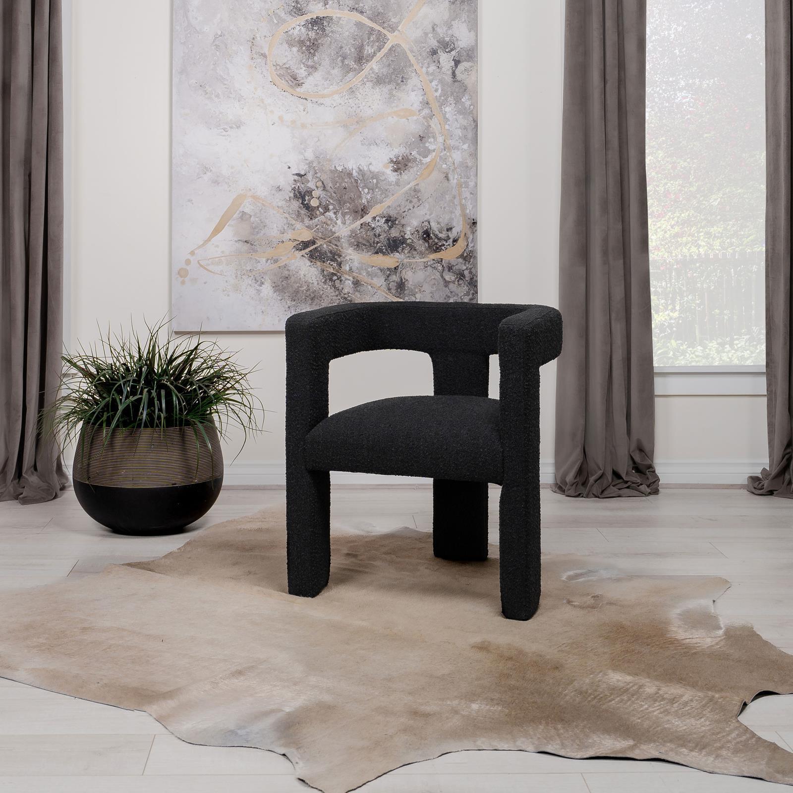 Petra Boucle Upholstered Accent Side Chair Black 902882 - Ella Furniture