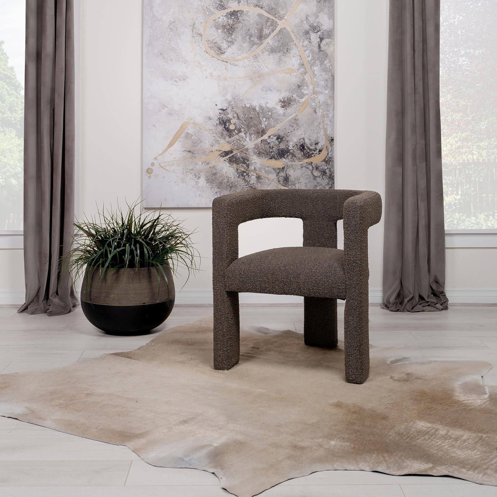 Petra Boucle Upholstered Accent Side Chair Chocolate Brown 902880 - Ella Furniture