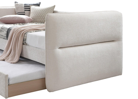 Philipa Oatmeal Tweed Modern Solid Wood Velvet Upholstered Trundle Daybed - Ella Furniture