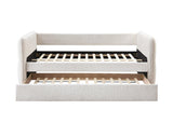 Philipa Oatmeal Tweed Modern Solid Wood Velvet Upholstered Trundle Daybed - Ella Furniture