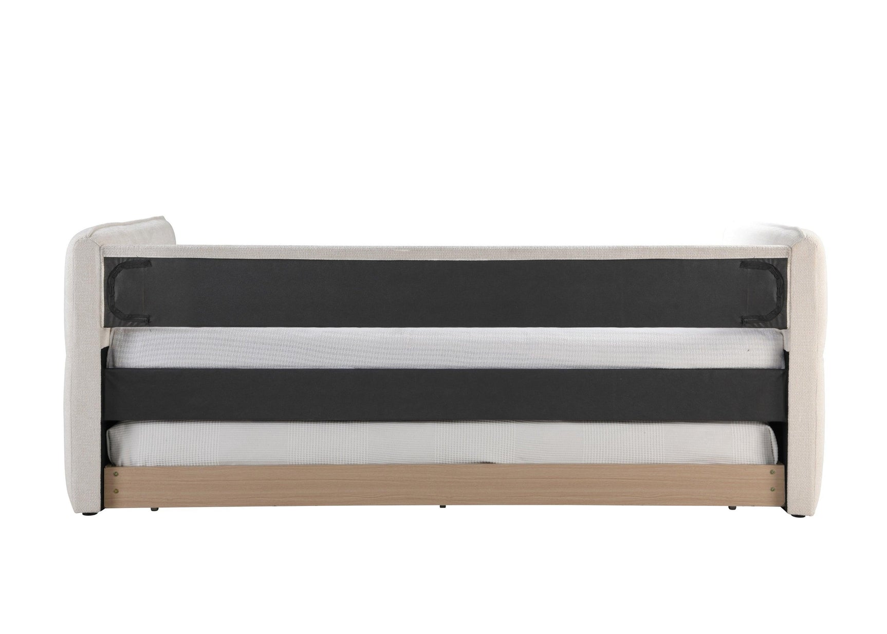 Philipa Oatmeal Tweed Modern Solid Wood Velvet Upholstered Trundle Daybed - Ella Furniture