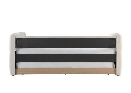 Philipa Oatmeal Tweed Modern Solid Wood Velvet Upholstered Trundle Daybed - Ella Furniture