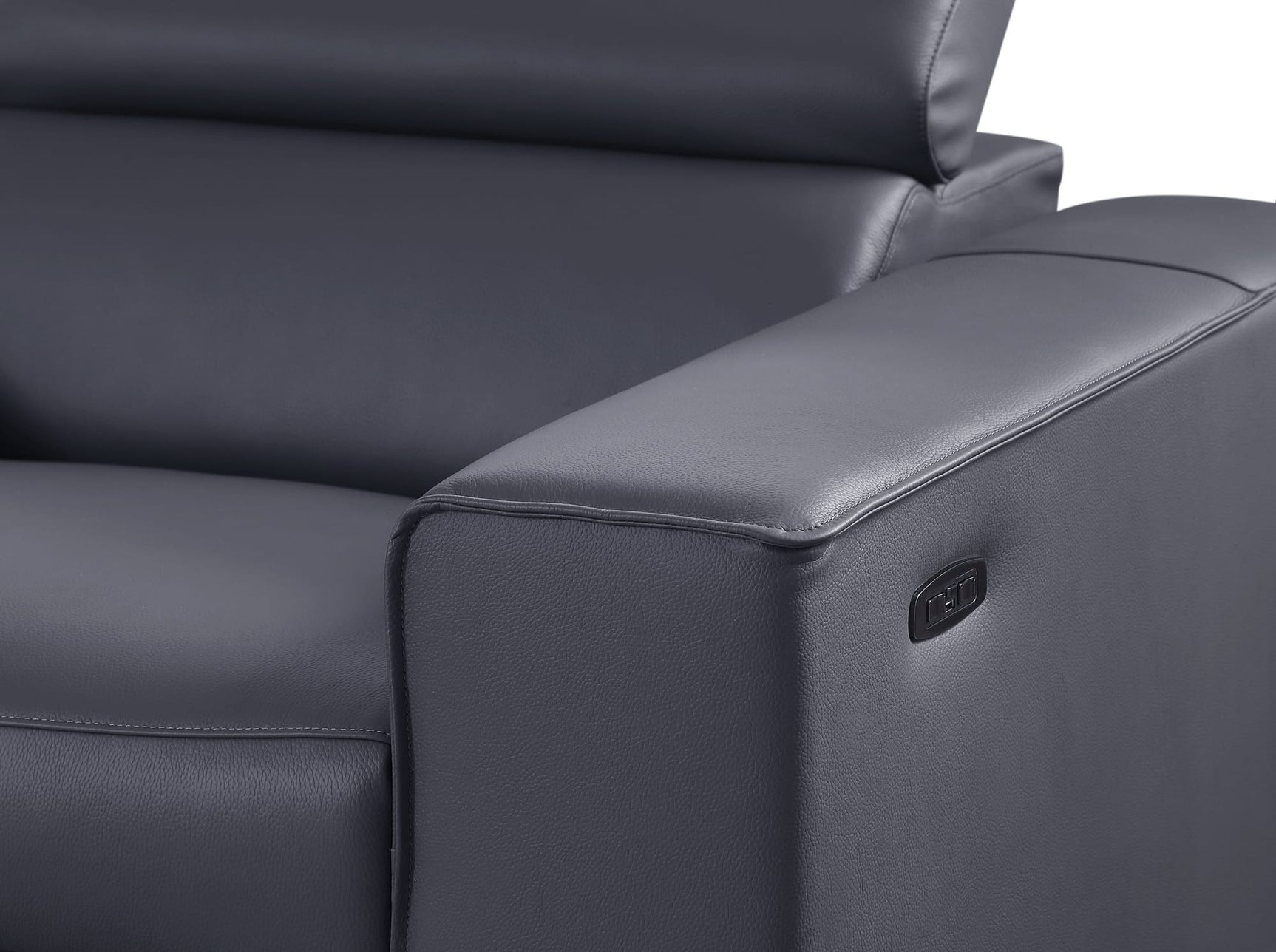 Picasso II 7-Piece Dark Grey Italian Leather Power Reclining Sectional with Storage Console view 4
