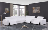 Picasso II 7-Piece White Italian Leather Power Reclining Sectional with Storage Console from Ella Furniture