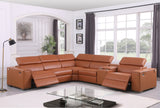 Picasso II Caramel Italian Leather 6-Piece Power Reclining Sectional with 2 Power Seats from Ella Furniture