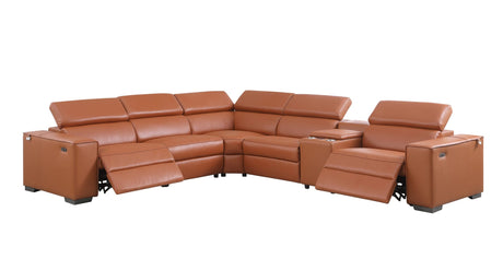Picasso II Caramel Italian Leather 6-Piece Power Reclining Sectional with 2 Power Seats view 2