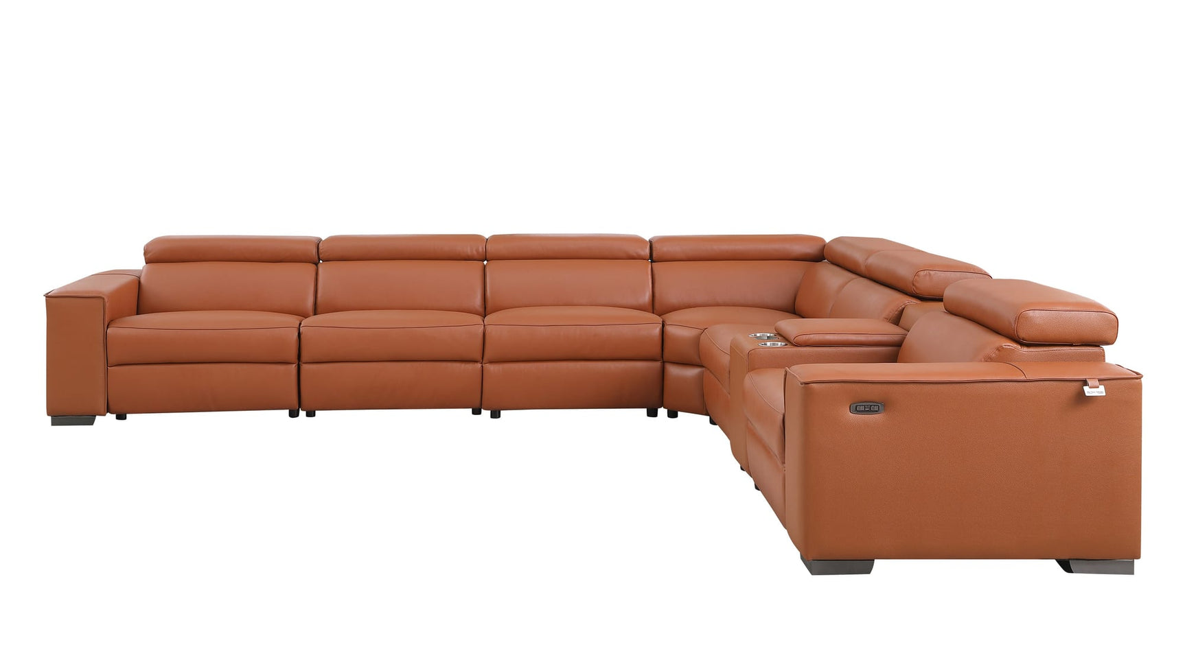 Picasso II Caramel Italian Leather 7-Piece Power Reclining Sectional with 3 Power Seats view 10
