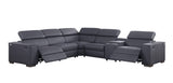 Picasso II Dark Grey Italian Leather 6-Piece Power Reclining Sectional with 2 Power Seats view 2