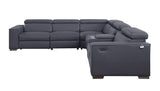 Picasso II Dark Grey Italian Leather 6-Piece Power Reclining Sectional with 2 Power Seats view 3