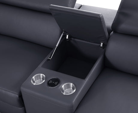 Picasso II Dark Grey Italian Leather 6-Piece Power Reclining Sectional with 2 Power Seats view 5