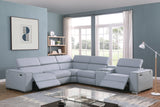 Picasso II Light Blue Italian Leather 6-Piece Power Reclining Sectional with 2 Power Seats from Ella Furniture