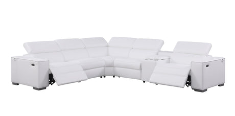 Picasso II White Italian Leather 6-Piece Power Reclining Sectional with 2 Power Seats view 2