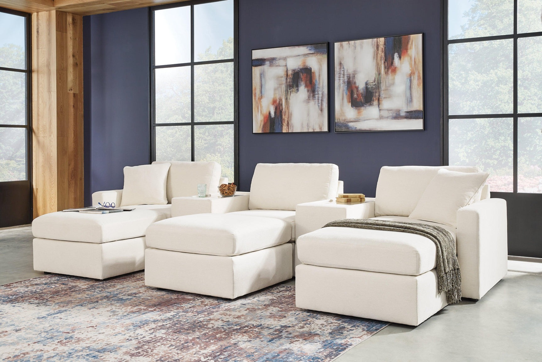 Pillar Oyster Peak 5-Piece Sectional with Ottoman - Ella Furniture