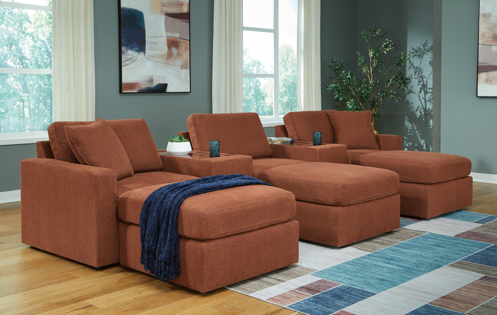 Pillar Spice Peak 5-Piece Sectional with Ottoman - Ella Furniture