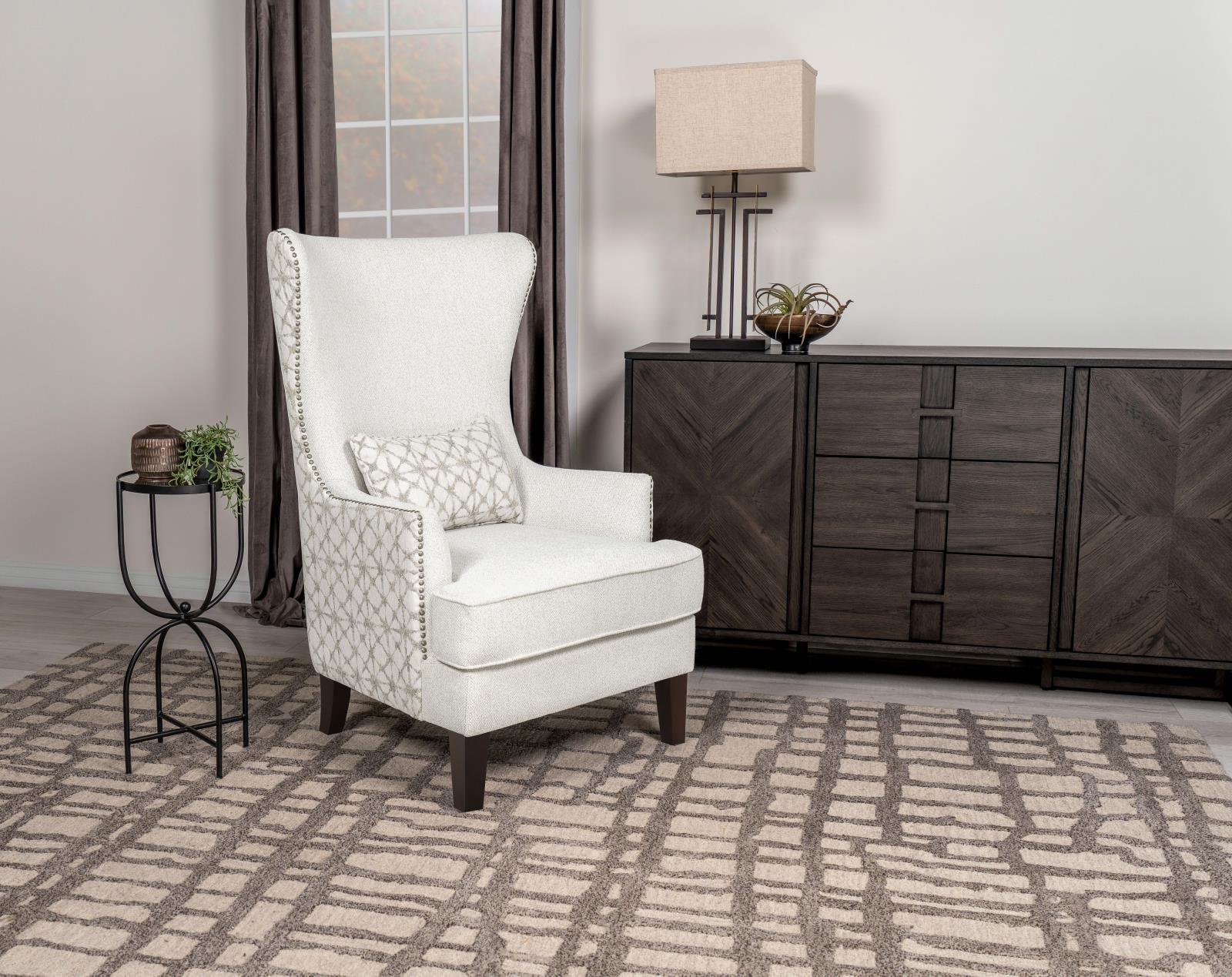 Pippin Upholstered Wingback Accent Chair Latte 904066 - Ella Furniture