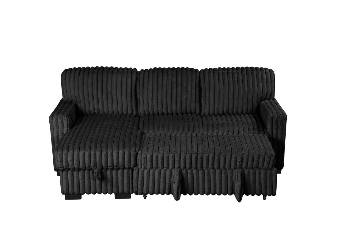 Poland Black Reversible Sectional w Pull-Out Bed