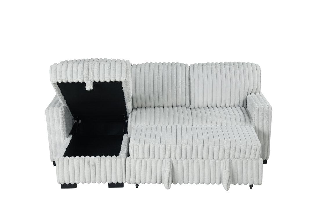 Poland Gray Reversible Sectional w Pull-Out Bed
