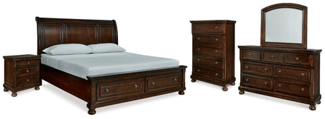 Porter Rustic Brown Sleigh Bedroom Set - Ella Furniture