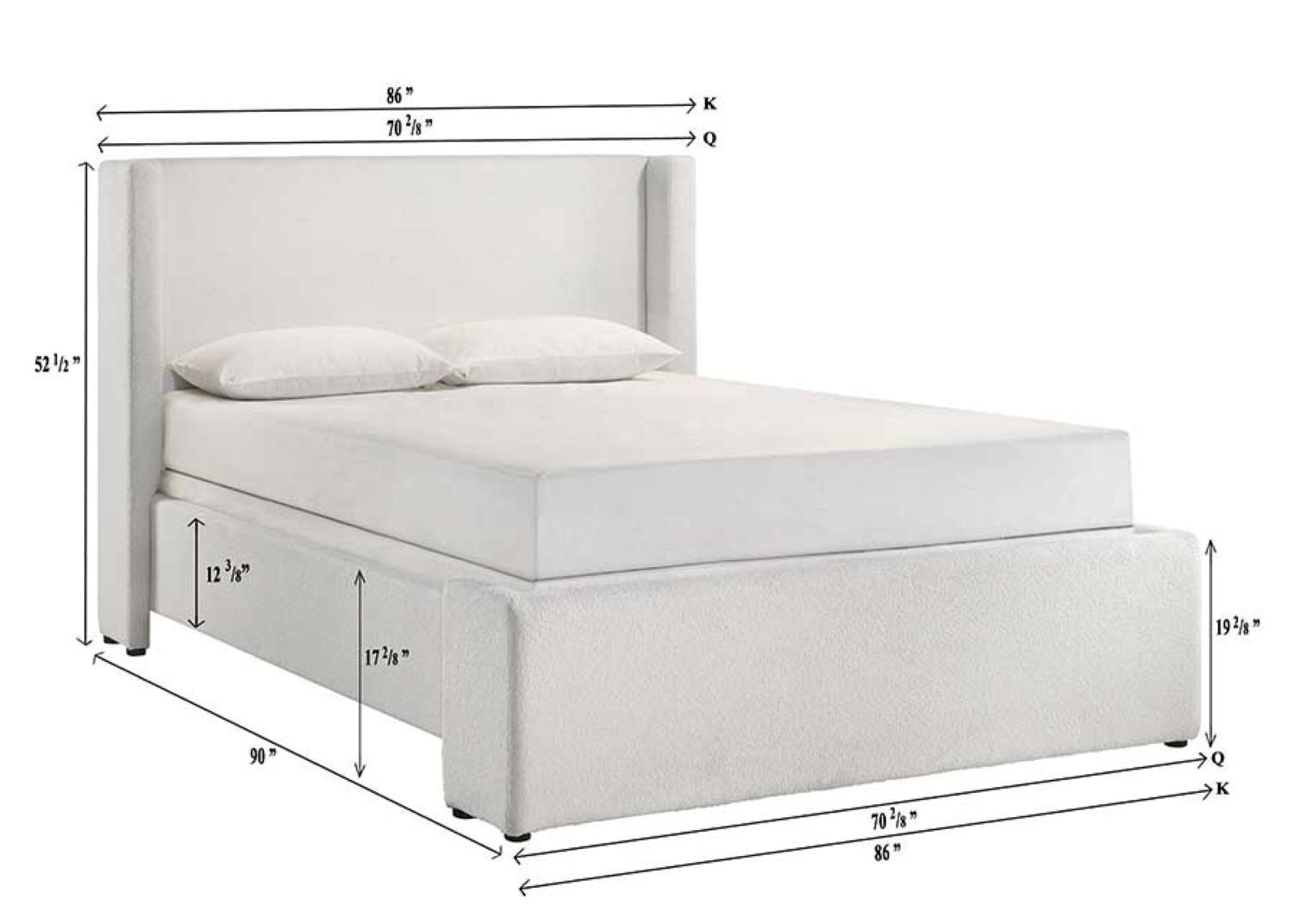 Portia White Modern Solid Wood Velvet Upholstered King Bed - Ella Furniture