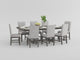 Gresham Gray Modern Rustic Acacia Veneer Dining Room Set with Gray Fabric Upholstery
