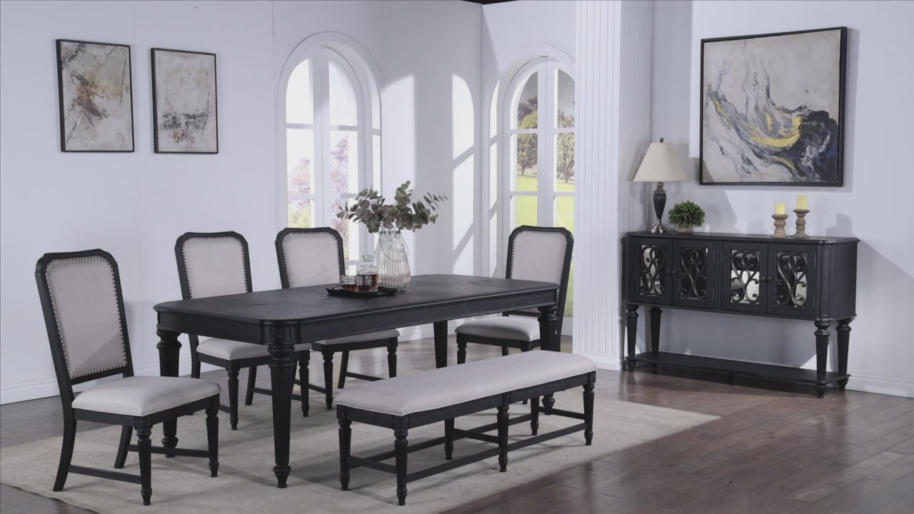 Kingsbury Dark Gray Fabric Upholstered Dining Room Set