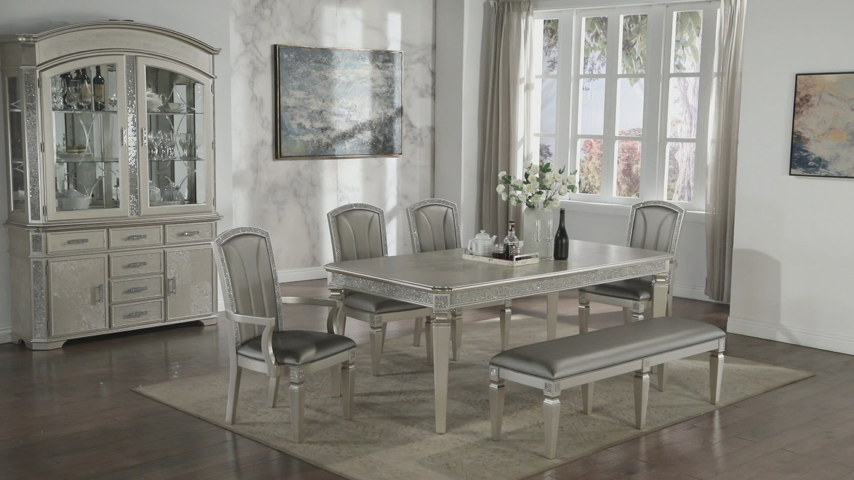 Klina Gray Rectangular Dining Room Set