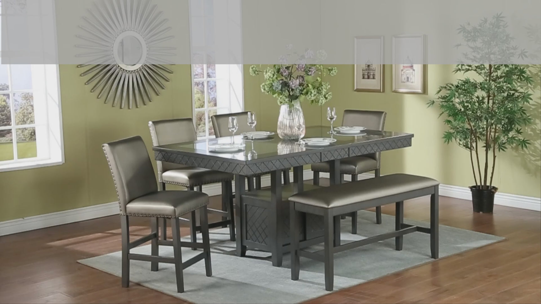 Bankston Gray Counter Height Set