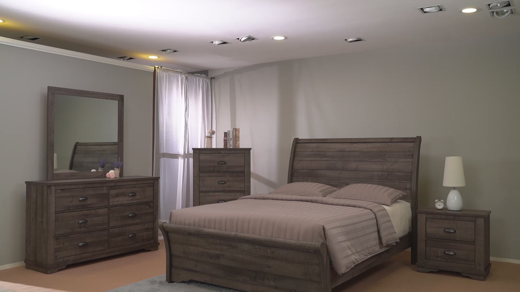 Coralee Gray Sleigh King Bed