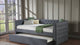 Trina Gunmetal Fabric Upholstered Trundle Tufted Daybed