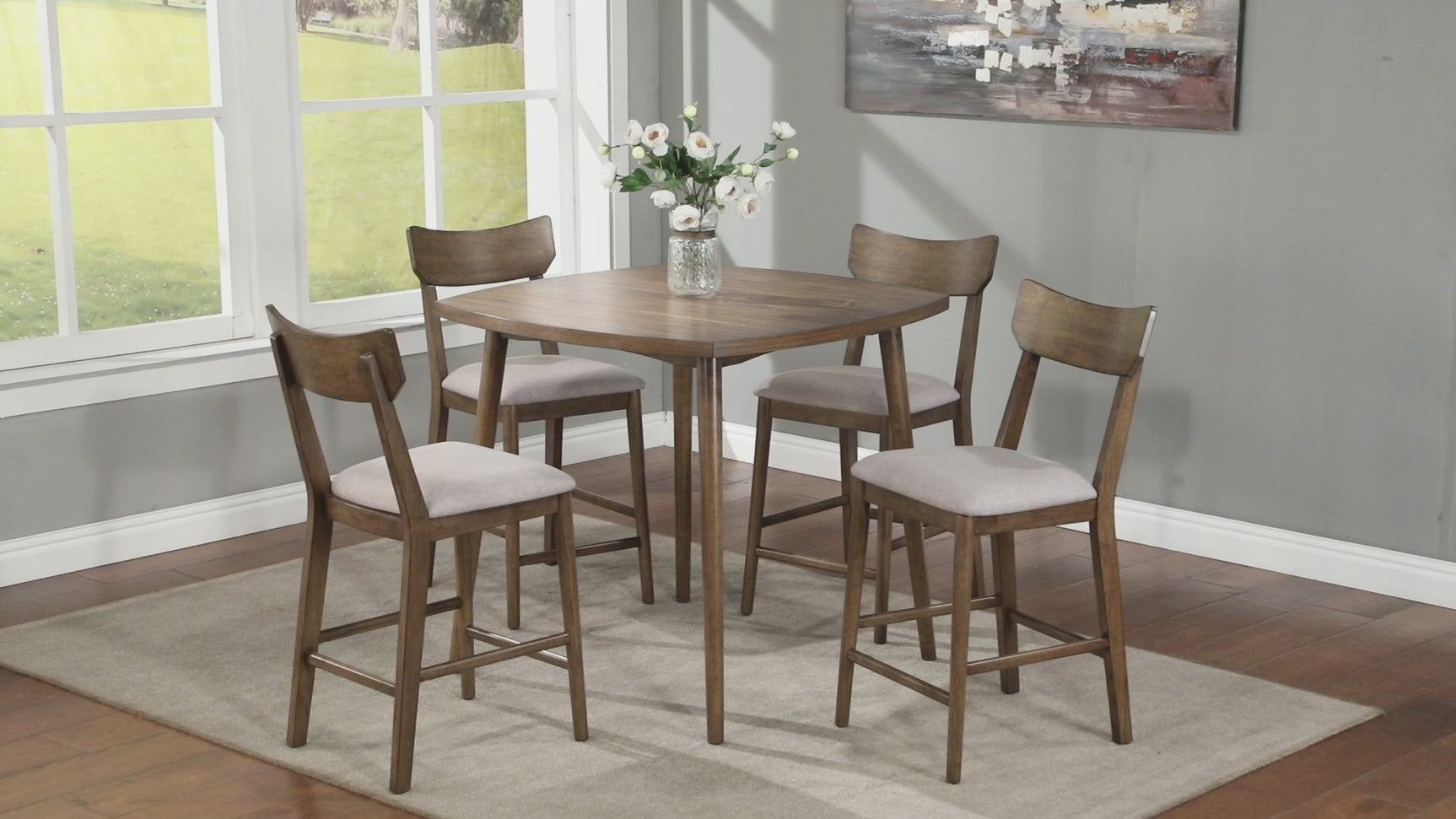 Weldon Brown Fabric Counter Height Set
