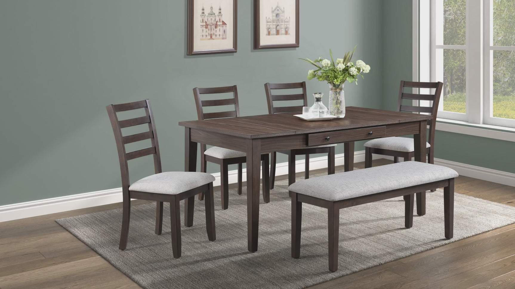 Wagner Dark Brown Storage Rectangular Dining Room Set